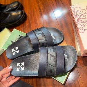 Off-White Black Logo Slide Sandals